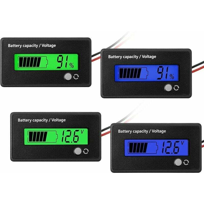 Lot de 4 jauges de batterie dc 12 v 24 v 36 v 48 v avec alarme, indicateur de tension de capacité de batterie, jauge de carburant de batterie au