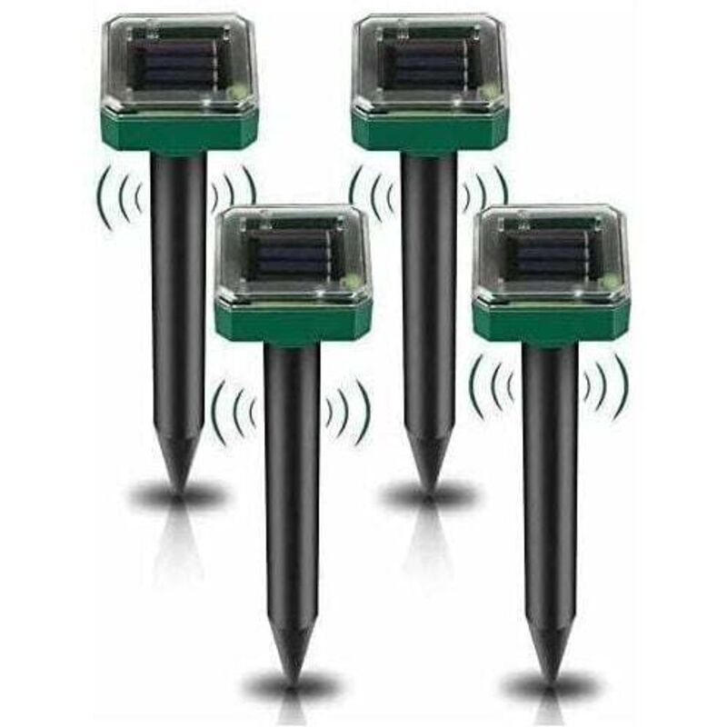 Ahlsen - Lot de 4 Répulsifs Solaires à Ultrasons, Répulsif Anti-Taupes Solaire Souris Repeller Exterieur pour Jardins Taupes Campagnols Gophers