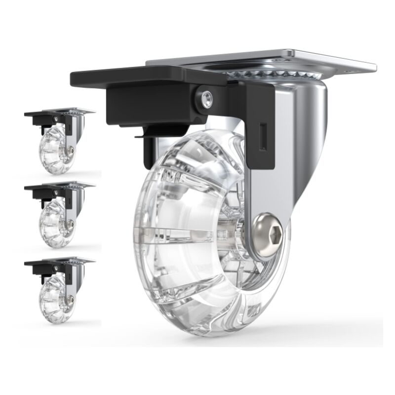 Ahlsen - Lot de 4 Roulettes Pour Meubles avec Freins,Roulettes Pivotante Rotation à 360°,sans Traces au Sol,Vis Incluses