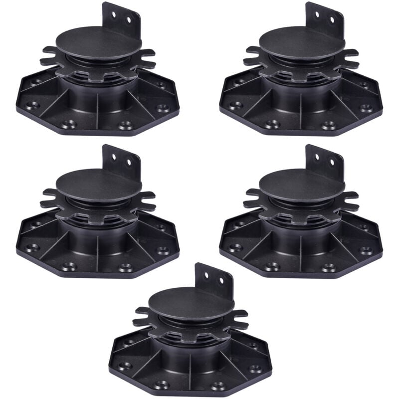 Ahlsen Lot de 5 bases décoratives - réglables en hauteur de 30 à 60 mm - en plastique - adaptées aux terrasses, sous-structures et panneaux de