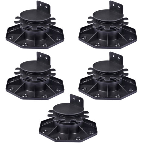 Ahlsen Lot de 5 bases décoratives - réglables en hauteur de 30 à 60 mm - en plastique - adaptées aux terrasses, sous-structures et panneaux de terrasse