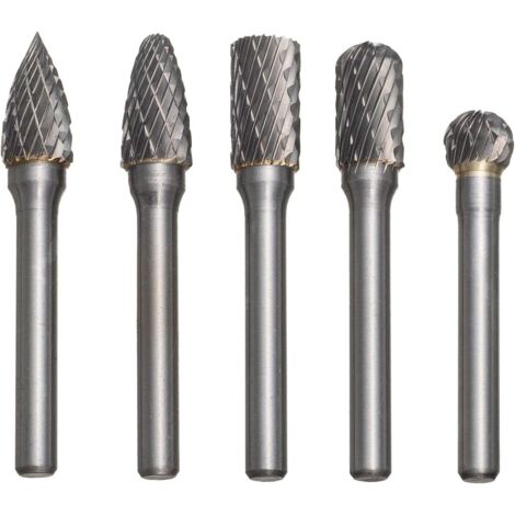 AHLSEN Lot de 5 Fraises à Tête Rotative en Carbure de Tungstène 10 mm Avec Tige de 6 mm pour Métal, Acier, Marbre, Jade, Os, Sculpture sur Bois