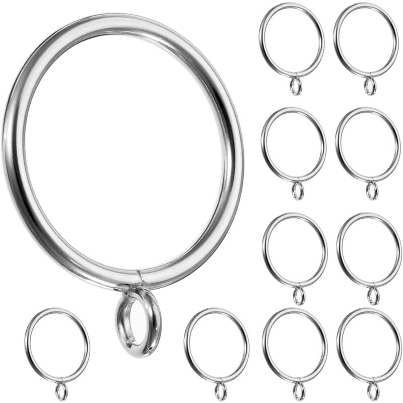 Ahlsen - Lot de 50 Anneaux de Suspension de Rideaux de 38 mm – Crochets en métal pour tringles jusqu'à 35 mm de diamètre – Argenté