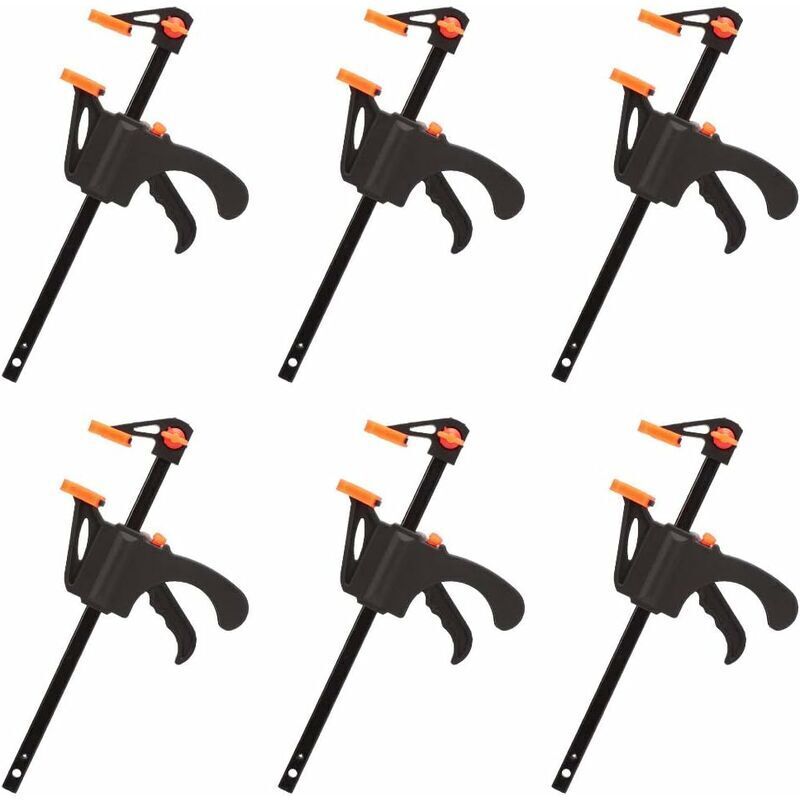 Lot de 6 Serre-joints en Forme de f, Serre Joint avec Serrage Rapide et Facile, Outils à Main pour Menuiserie, Porte en Bois(4pouces) - Ahlsen