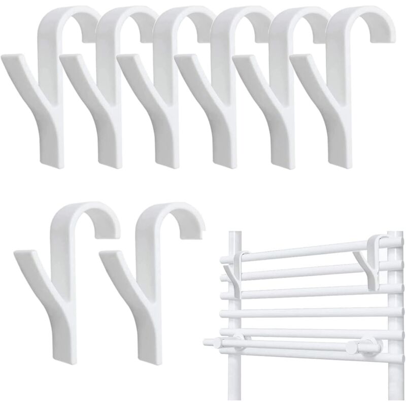 Lot de 8 Crochet pour Radiateurs, Porte serviette salle de bain, Radiateur Sèche-serviettes, crochet porte serviette pour radiateur, crochet seche
