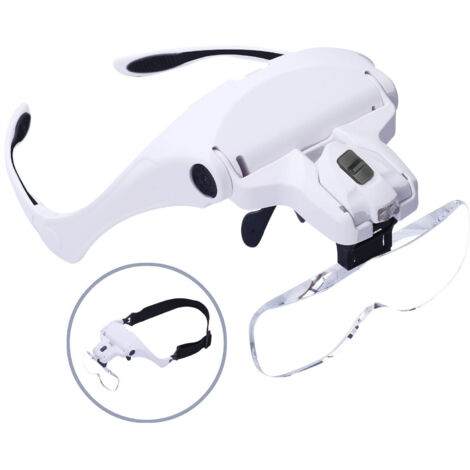 Ahlsen Lupe mit 2 LEDs – Von vorne beleuchtete Lupe zum Lesen, für alle Präzisionsarbeiten, Reparaturen, Nähen, Schmuck, Uhren und Kunsthandwerk – 5 abnehmbare Linsen