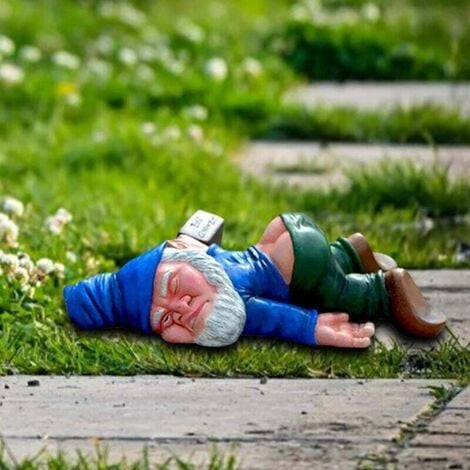 ERHOPE Ahlsen Lustiger Gartenzwerg für den Außenbereich, Gartenzwerg, Kunstharz, Zwergstatue, betrunkener Zwerg, Skulptur für Zuhause, Garten, Hof, Rasen, Veranda, Outdoor-Ornament, Geschenk