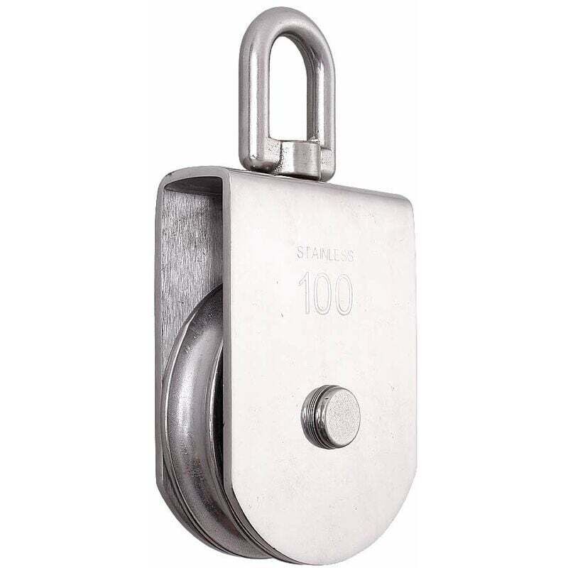 M100 levage rouleau à poulie unique chargement 1000 kg, bloc de poulie de corde de levage pivotant à roue unique en acier inoxydable 304 robuste
