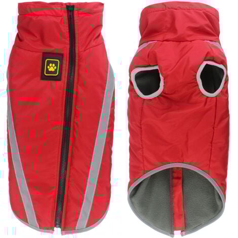 Ahlsen Manteau Imperméable pour Chien Veste Chaude d'hiver Vêtements de Chiot Coupe-Vent Gilet Réfléchissant pour Taille Petit Moyen Grand Chiens - Doublure en Polaire, avec Trou pour Harnais, Rouge(3