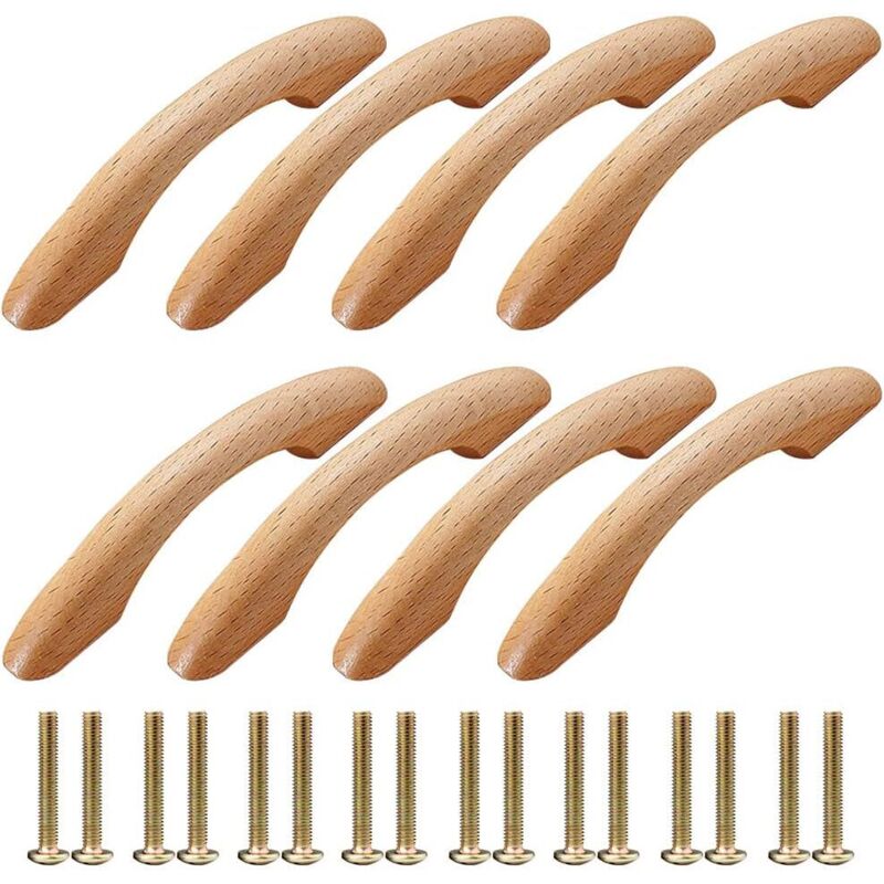 Meuble Bois Poignées 8 Pièces Poignées de Meuble Bouton de Porte Poignée Armoire Arc en Forme de Poignée Poignee de Meuble Cuisine Poignées de Tiroir