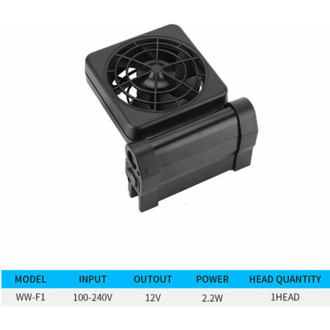 Ahlsen Mini-Aquarium-Kühlventilator, Aquakultur-Kühlventilator mit einstellbarer Luftgeschwindigkeit (WW-F1 One Head)