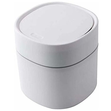 Ahlsen Mini-Mülleimer aus Kunststoff, kreativer Desktop-Mülleimer, Desktop-Mülleimer mit Deckel, kleiner Home-Office-Reinigungs-Mülleimer mit Knopf, Desktop-Aufbewahrungs-Mülleimer