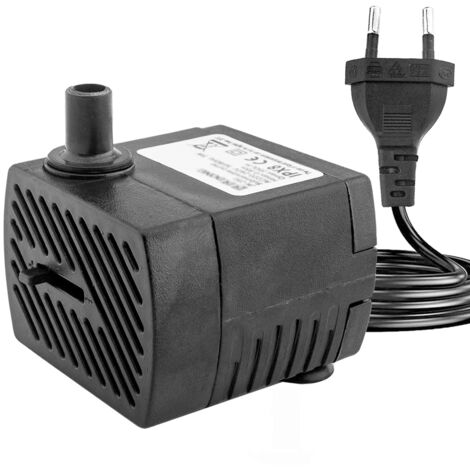 AHLSEN Mini pompe à eau (350 l/h, 5 W), pompe d'aquarium ultra-silencieuse avec moyeu en position haute, cordon d'alimentation de 1,5 m, 2 buses, convient pour les étangs, fontaines, statues, hydropon