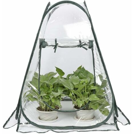 Ahlsen Mini-Pop-up-Growhaus-Gewächshaus, PVC-Gewächshausabdeckung für den Innen- und Außenbereich, kleiner tragbarer Garten-Blumenschuppen – 70 x 70 x 80 cm