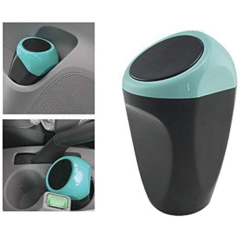 AHLSEN Mini poubelle de voiture peut en plastique des déchets poubelle 15x9CM poubelle conteneur de stockage pour l'intérieur de la voiture/bureau/maison(Poubelle Blue-Mini)