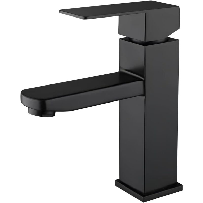 Ahlsen - Mitigeur de Lavabo, Robinet Salle Bain Noire, Robinet de Lavabo Eau Chaude et Froide, Robinet de salle de bain, Chaude et Froide Réglable de
