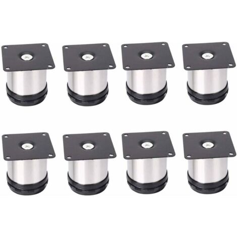 Ahlsen Möbelbeine 8 verstellbare Möbelbeine aus Edelstahl, verstellbare 50 mm Höhe, verdickte Schrankbeine, Tischbeine, Möbelbeine, gebürsteter Edelstahl, verstellbare Höhe