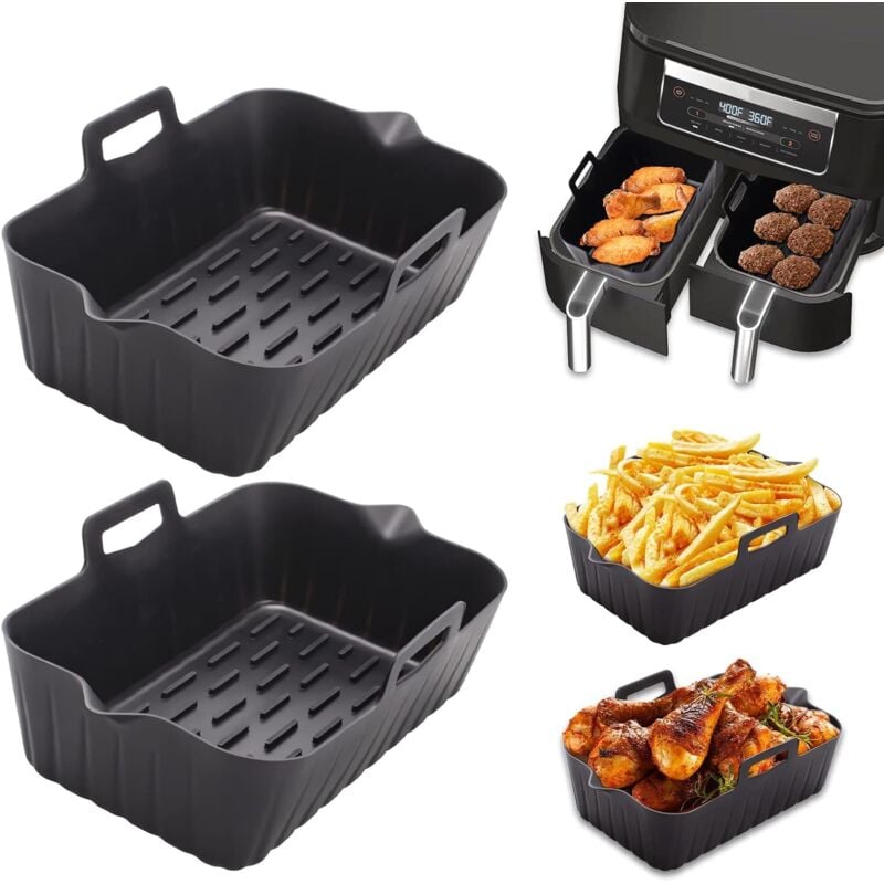 Ahlsen - Moule Air Fryer, 2 Pièces Accessoire Air Fryer, Moule Silicone Air Fryer Réutilisable, Airfryer Pot Carrée pour Air Fryer, Four,