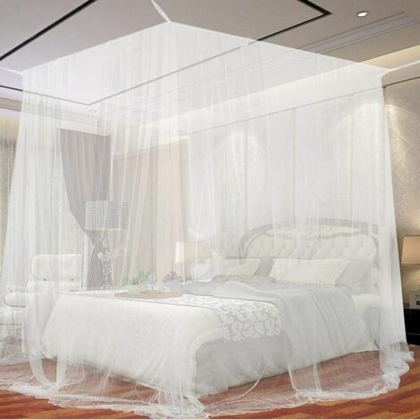 Ahlsen Moustiquaire, Moustiquaire de lit Grand Moustiquaire en Polyester pour Lits Simples et Doubles, Moustiquaire Baldaquin Intérieur et Extérieur - Blanc