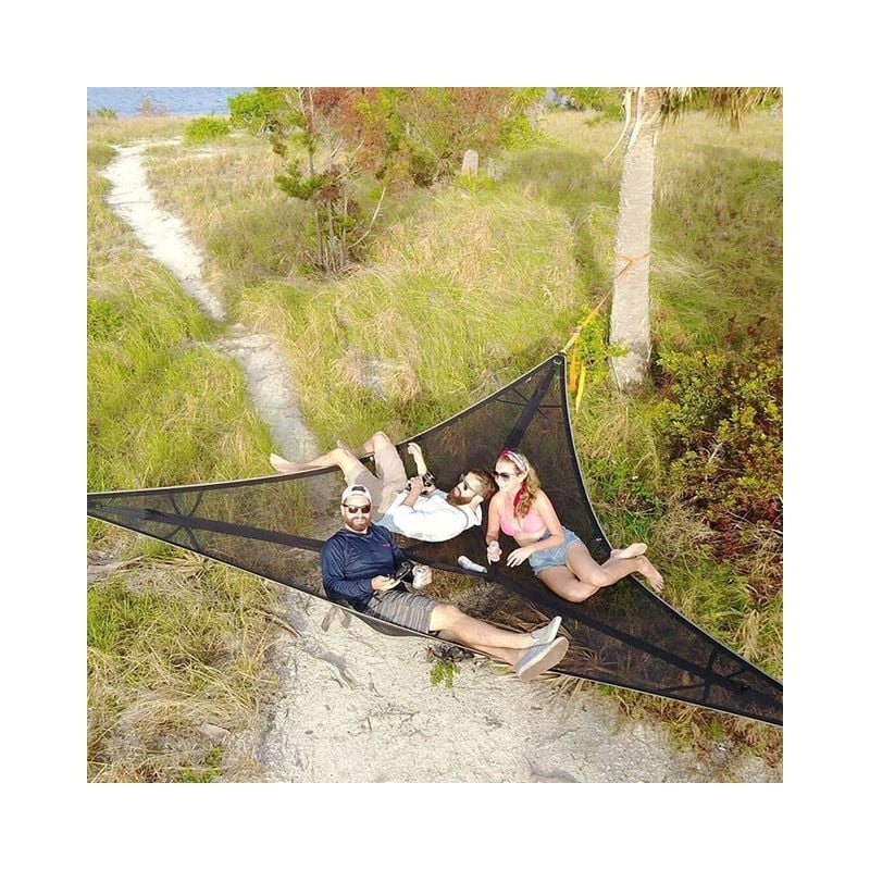 Multi person portable hammock hamac triangulaire Multi - personnes hamac de camping extérieur Hamac de camping extérieur 2.8 2.8 2.8m noir - Ahlsen