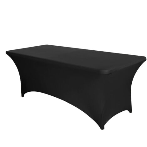 Ahlsen Nappe de Table Extensible [,183 cm] Couverture de Table en Polyester et Spandex - Lavable en Machine et Infroissable (Lot de 1, Noir)