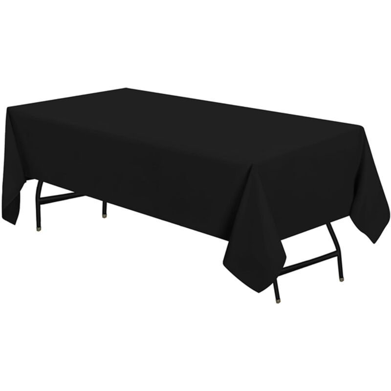 Ahlsen - Nappe Rectangulaire - 140 x 220 cm (Lot de 1, Noir) Lavable en Machine Housse de Table, Idéal pour Les Fêtes, Les événements, Les Mariages
