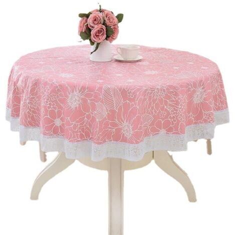 Ahlsen Nappe Ronde PVC Anti Taches, Facile d'entretien Motif de Elégant pour Salle à Manger Party Jardin Picnic (Rose,137cm)