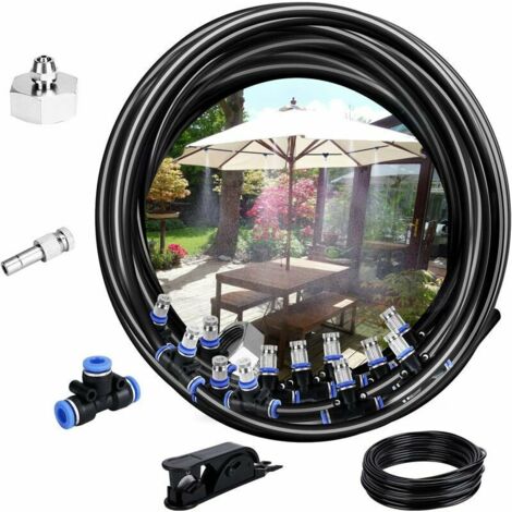 Ahlsen Nebelsystem, 10 m, Bewässerungsnebelsystem, Außennebelsystem, Kühlsystem, ideal für Pavillon, Garten, Terrasse, 10 Düsen (schwarz)