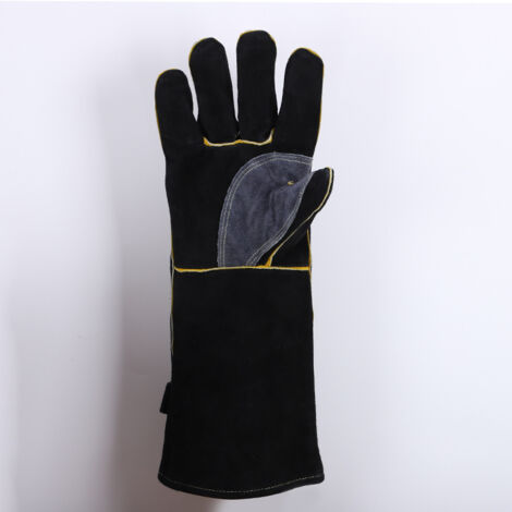 Ahlsen Ofenhandschuh mit Aluminiumfolienfutter, hitzebeständig bis 500 °C, 41 cm (16 Zoll) Universalhandschuhe, perfekt für die Backecke im Küchenofen (schwarz)