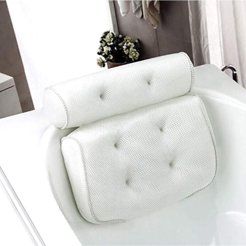 SNQ - Ahlsen Oreiller de Baignoire Coussin de Bain avec 6 Ventouses Antidérapant, pour Baignoire de Oreiller Spa, Jacuzzi, Bain à Remous, Accueil Spa