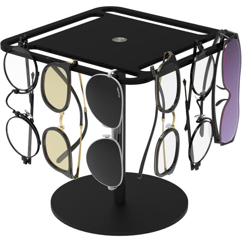 Ahlsen - Organisateur Lunettes Noires, Support Lunettes Rotatif, Acrylique Lunettes Stand, Rangement Lunette Soleil Rotatif, Lunettes Rack Stand,