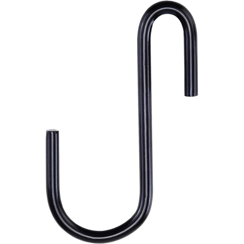 Ahlsen Pack of 10 small S hooks - black coated for hanging on heavy duty shelves, garage shelves, privacy walls, storage shelves, baker's shelves and