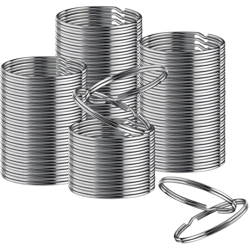 Ahlsen - Pack of 50 28 mm nickel plated round edge rings made of silver steel for organizing car keys, house keys, diy and lanyards