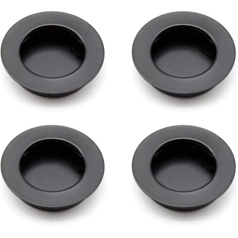 Ahlsen Pack of round recessed handles, 40 mm sliding door handle made of 304 stainless steel, black furniture handles, can be used for drawers, cabinets, custom furniture