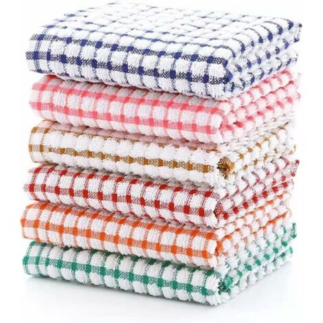 Ahlsen Packung mit 12 Küchentüchern 28 cm x 40 cm aus voluminöser Baumwolle zum Trocknen von Geschirr, Kleidung und Geschirrtüchern, rosa, rot, grün, blau, braun, orange