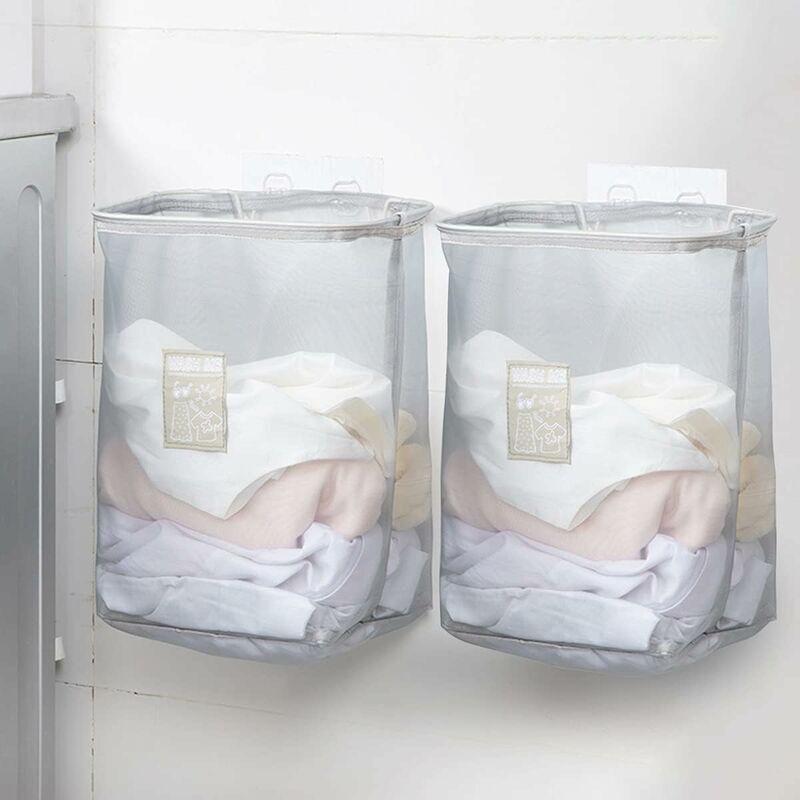 Ahlsen Panier a Linge Sale 2 Pièces Pliable,Collecteur de Linge pour Montage Mural avec Panier de Rangement Amovible,Panier à Jouets 35 × 17 × 26CM