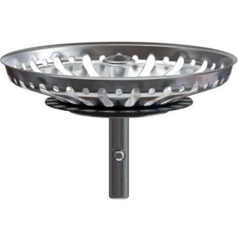 AHLSEN Panier de vidange d'évier de cuisine 84 mm - Crépine universelle en acier inoxydable, bouchon de panier escamotable, loquet 32 ​​mm - Compatible lave-vaisselle, anti-obstruction, anti-débordeme