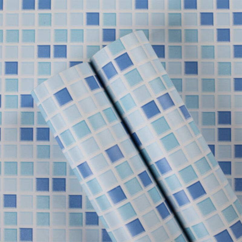 Ahlsen - Papier Peint Carrelage Autocollant Bleu 61x100 cm Style Mosaïque Sticker Mural Film Décoratif Imperméable pour Carreaux de Mur de Salle de