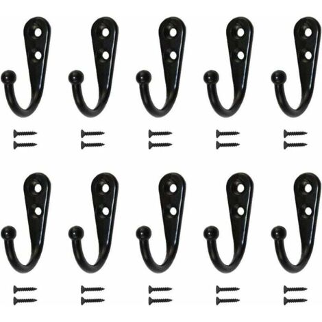 Ahlsen Paquete de 10 ganchos individuales negros, ganchos de pared, percheros negros, equipados con tornillos de montaje