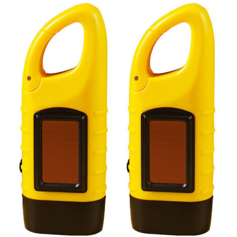 Ahlsen Paquete de 2 linternas de manivela, linternas de emergencia LED solares recargables, linternas de supervivencia para deportes al aire libre, amarillas