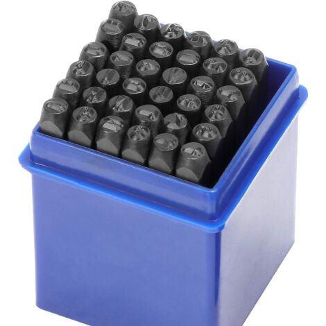 Ahlsen Paquete de 36 letras perforadoras de números y letras de metal para perforar sellos numéricos (3 mm)
