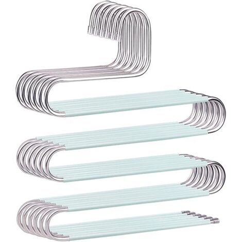 Ahlsen Paquete de 6 perchas antideslizantes de acero inoxidable en forma de S para pantalones, vaqueros y bufandas - Verde