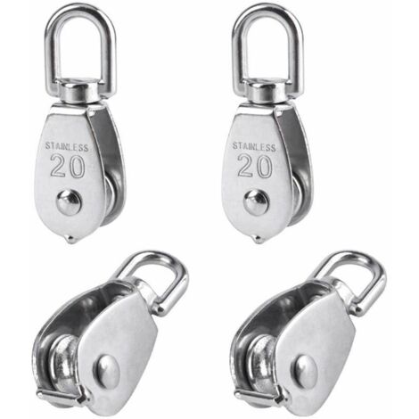 Ahlsen Paquete de rodillo de elevación de acero inoxidable 304 de un solo rodillo de 20 mm con capacidad de carga de 75 kg - Plata