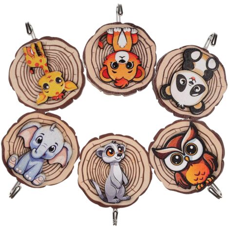 AHLSEN Patère en Forme D'animaux 6 Pièces Patère en Bois Autocollantes Patere Bois Animaux Sans Percage Crochets Muraux Autocollants en Bois Crochet Adhésif Mural Patère Murale
