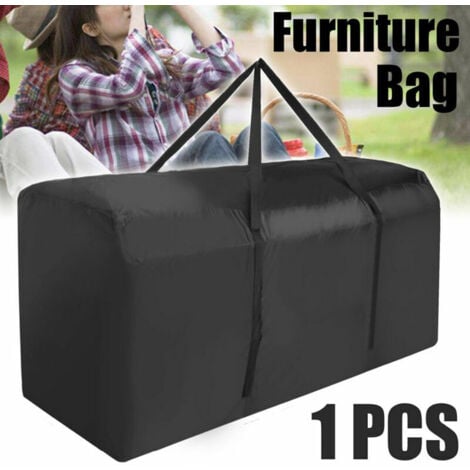 Ahlsen Patio Cushion Storage Bags, Rectangular Outdoor Furniture Cushion Storage Bags, Garden Cushion Storage Covers with Zipper, Black, 210D