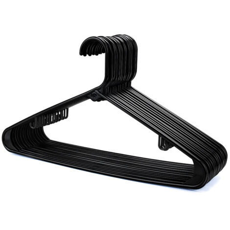 Ahlsen Perchas de Plástico Negro - Paquete de 20, Perchas Fuertes para Armario, Armario y Armario, Perchas Robustas con Barra para Pantalones y Clips, Ahorro de Espacio, Ancho 40 cm