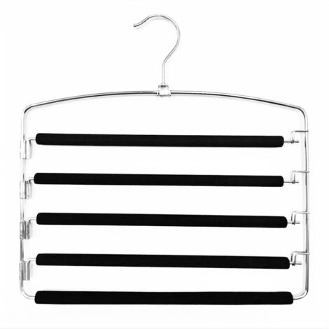 Ahlsen Perchas para pantalones, perchas de metal de varios niveles, ahorran espacio, estables, con barras antideslizantes, giratorias para vaqueros, pantalones, corbatas, estas negras