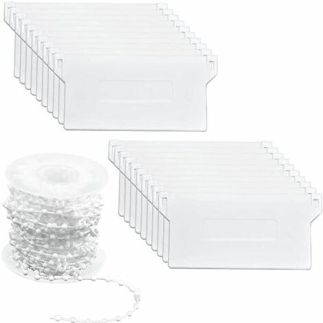 Ahlsen Persianas verticales, juego de persianas verticales de plástico, peso de listones de 10 m, 20 piezas de persianas verticales con cadena de conexión de 10 m para cortinas de listones verticales 