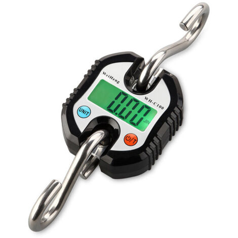 Ahlsen Pèse Bagage, Mini balances Valise portables Numérique avec LED Rétroéclairé et Crochets en Acier Inoxydable Numérique Balance Suspension pour Voyage, Pêche et Archerie.(noir)，une pièce