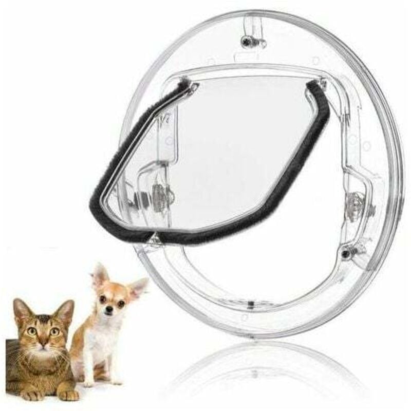 Ahlsen - Pet Cat Flip Petite Porte Chien Chat 4 Types de Serrures Rond Blanc Transparent